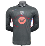 24-25 Mens  Barcelona  Away Long Sleeve Player Version Soccer Jersey