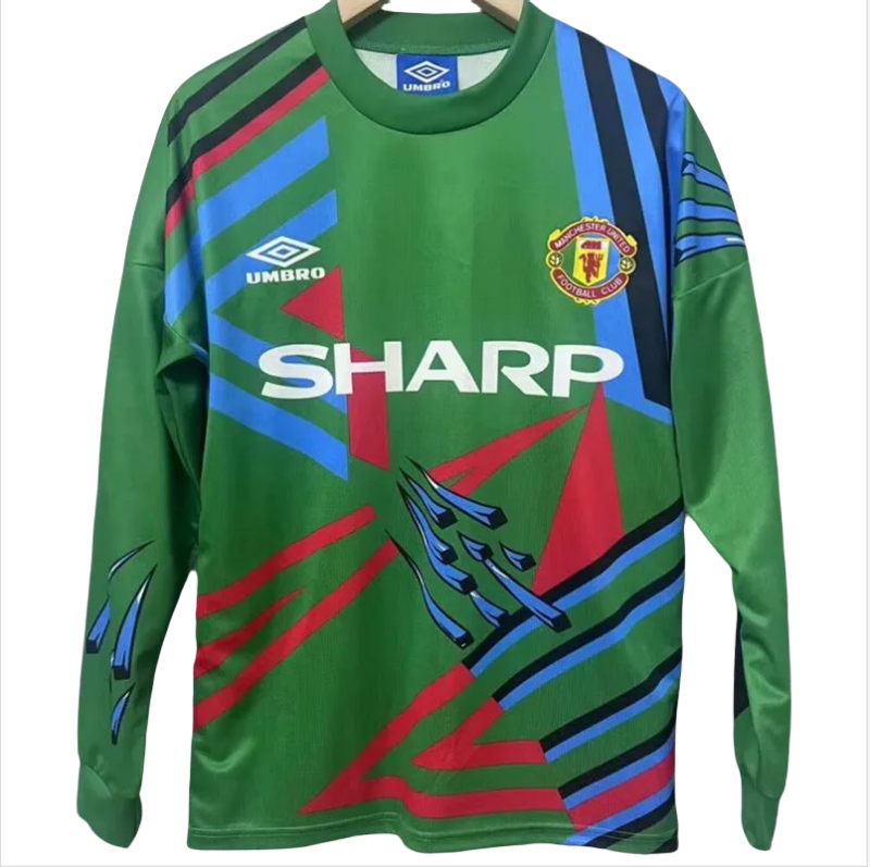 1992-1993 Man Utd Green Goalkeeper Long Sleeve Retro Soccer Jersey