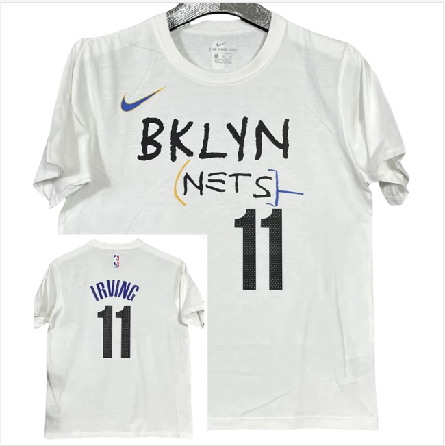 T252 NETS IRVING #11 White High Quality Casual T-Shirt
