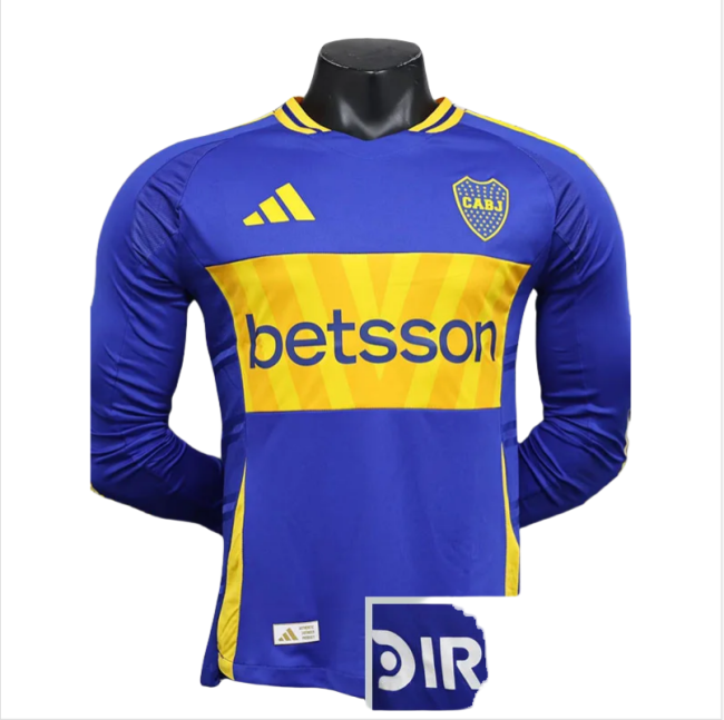 24-25 Boca Juniors Home Long Sleeve Player Version Soccer Jersey
