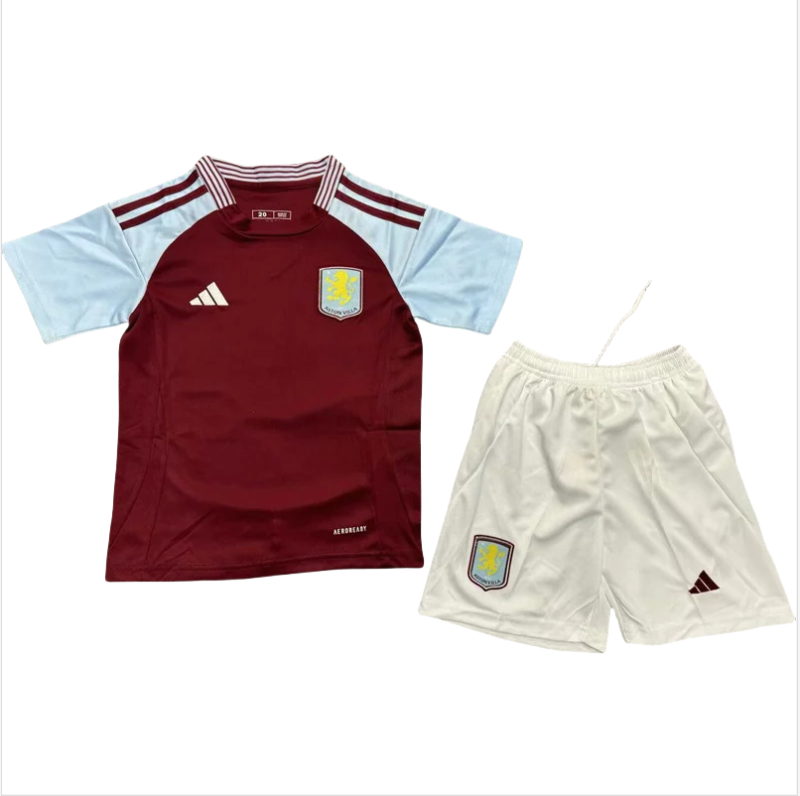 24-25 Aston Villa Home Kids Soccer Jersey