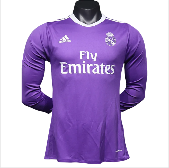 2016-2017 Real Madrid  Away Player Version  Long Sleeve Retro Soccer Jersey