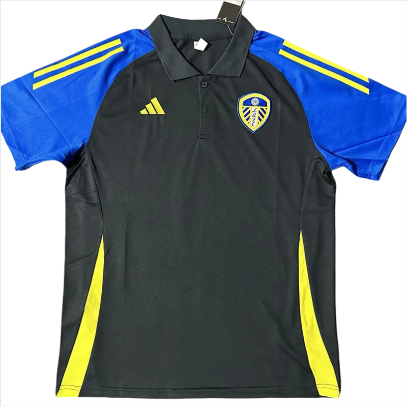 24-25 Leeds United Black Polo Short Sleeve