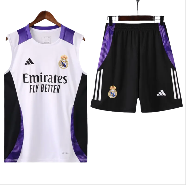 24-25 Real Madrid White Vest Short traning suit