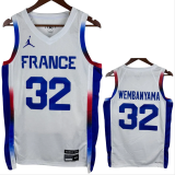 2024 Olympic Game France WEMBANYAMA # 32 White Basketball Jersey