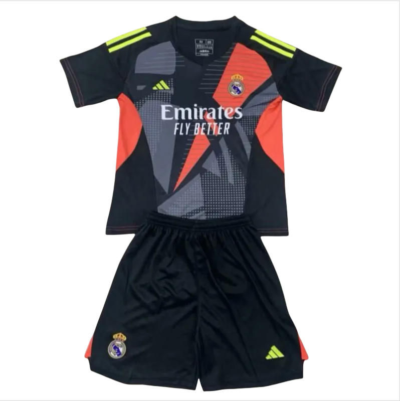 24-25 Real Madrid  Black GoalKeeper Kids Soccer Jersey