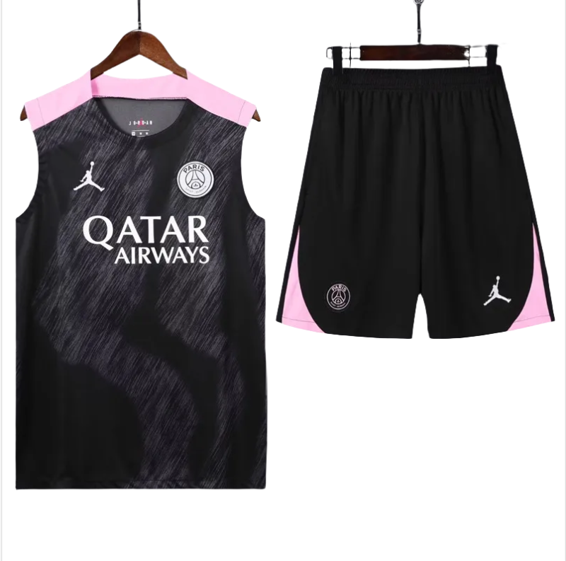 24-25 PSG Black Vest Short traning suit