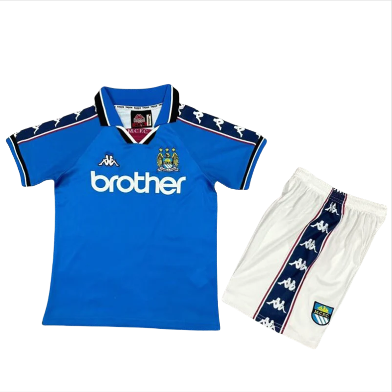 1997-1998 Man City Home Kids Retro Soccer Jersey