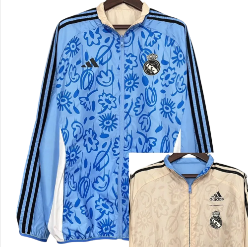 24-25 Real Madrid  Blue & khaki Double Sided Windbreaker