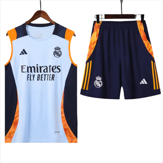24-25 Real Madrid Light blue Vest Short traning suit