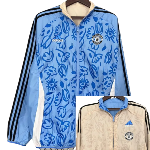 24-25 Man Utd Blue & khaki Double Sided Windbreaker
