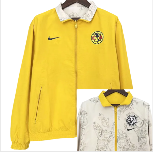 24-25 Club America Yellow & khaki Double Sided Windbreaker