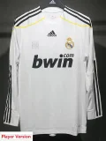 2009-2010 Mens Real Madrid  Home Player Version  Long Sleeve Retro Soccer Jersey