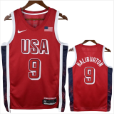 2024 Olympic Game USA HALIBURTON # 9 Red Basketball Jersey
