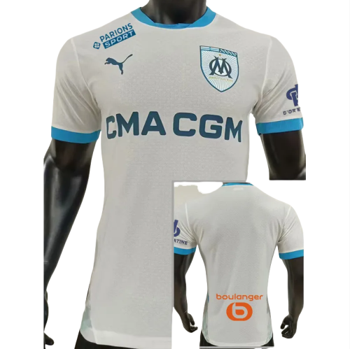 24-25 Marseille Home Player Version Soccer Jersey (Print all Sponsor)