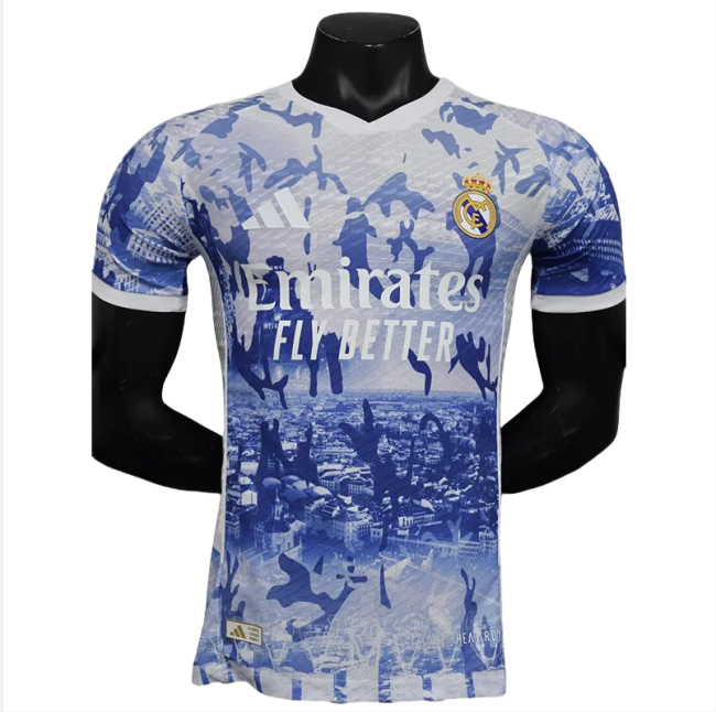 24-25  Real Madrid Blue White Special Edition Player Version Soccer Jersey