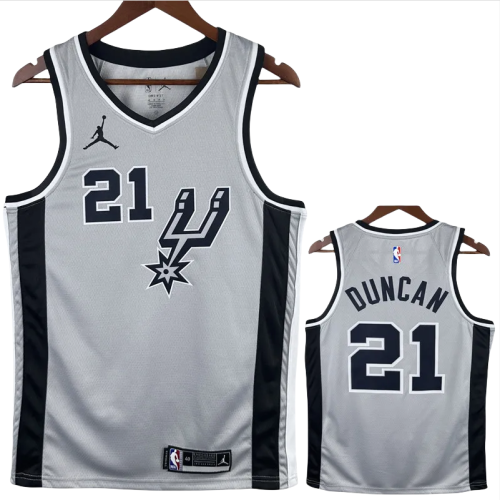 20-21 SA Spurs DUNCAN #21 Grey Top Quality Hot Pressing NBA Jersey (Trapeze Edition)