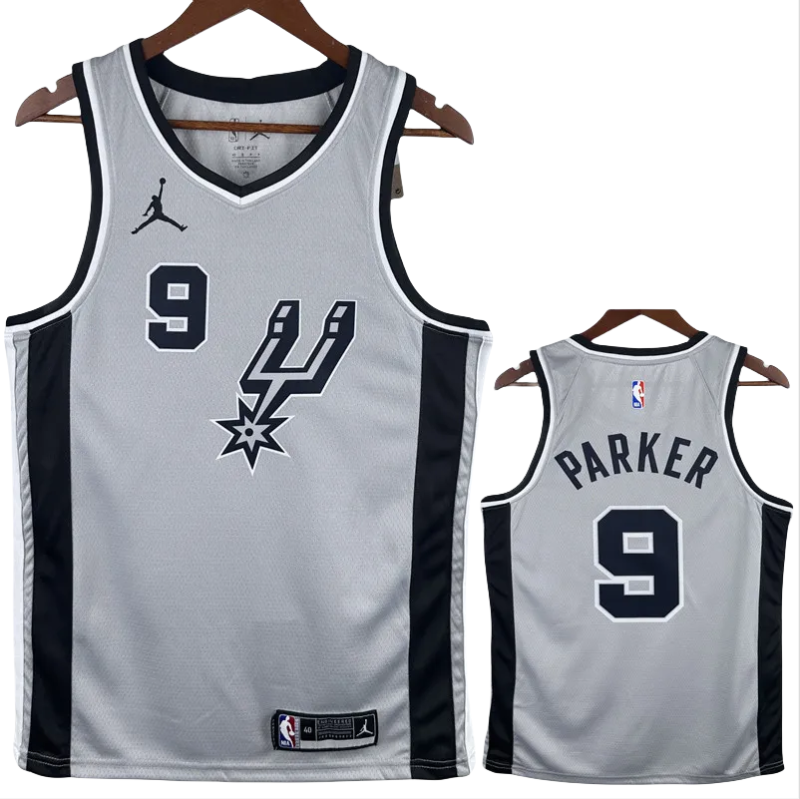 20-21 SA Spurs PARKER #9 Grey Top Quality Hot Pressing NBA Jersey (Trapeze Edition) 飞人版