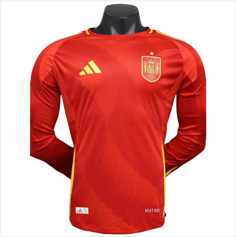 24-25 Spain Home Long Sleeve Player Version Soccer Jersey