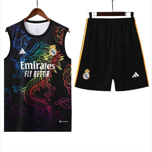 24-25 Real Madrid Black Vest Short traning suit