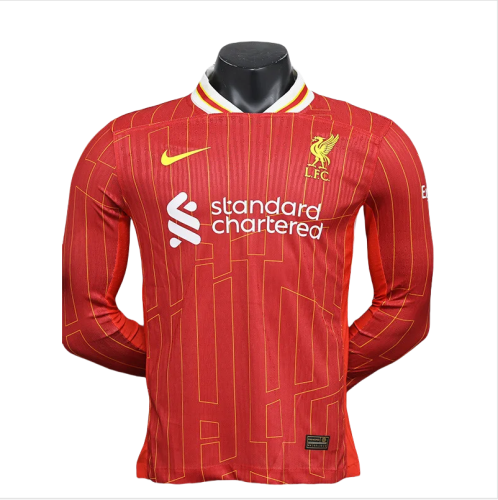 24-25 LIV Home Long Sleeve Player Version Soccer Jersey