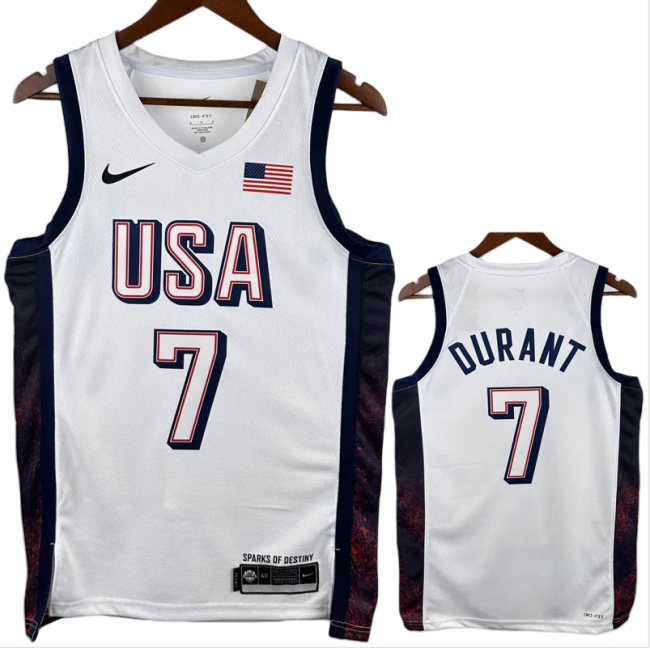 2024 Olympic Game USA DURANT # 7 White Basketball Jersey