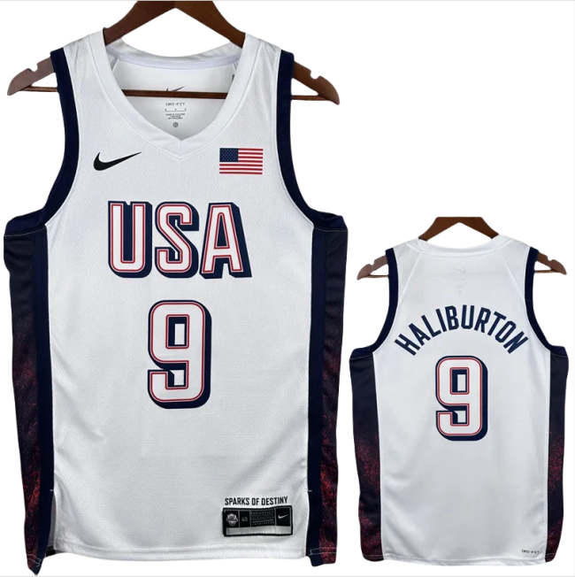 2024 Olympic Game USA HALIBURTON # 9 White Basketball Jersey