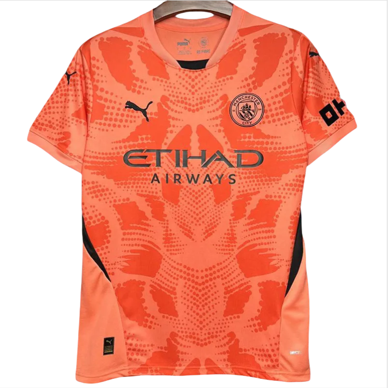24-25 Man City Red Orange Goalkeeper Fans Soccer Jersey