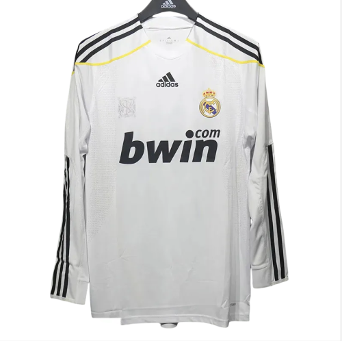 2009-2010 Mens Real Madrid  Home Player Version  Long Sleeve Retro Soccer Jersey