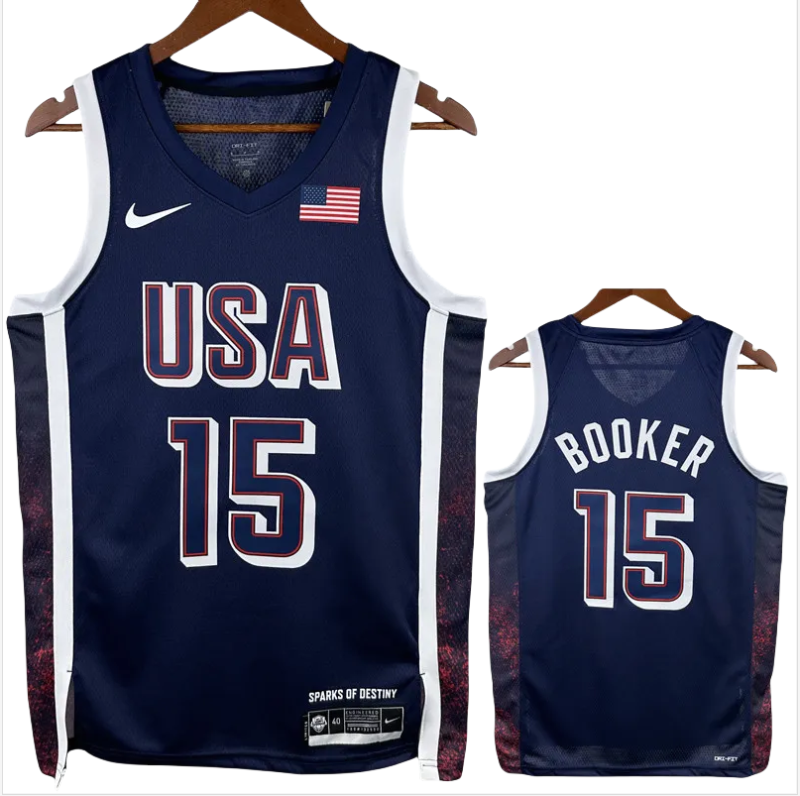 2024 Olympic Game USA BOOKER #15 Dark Blue Basketball Jersey