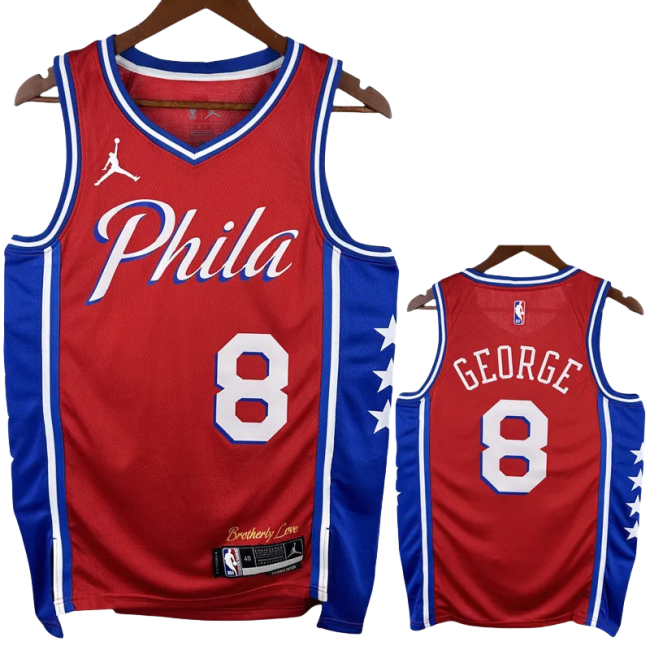 22-23 76ERS GEORGE #8 Red Top Quality Hot Pressing NBA Jersey (Trapeze Edition)