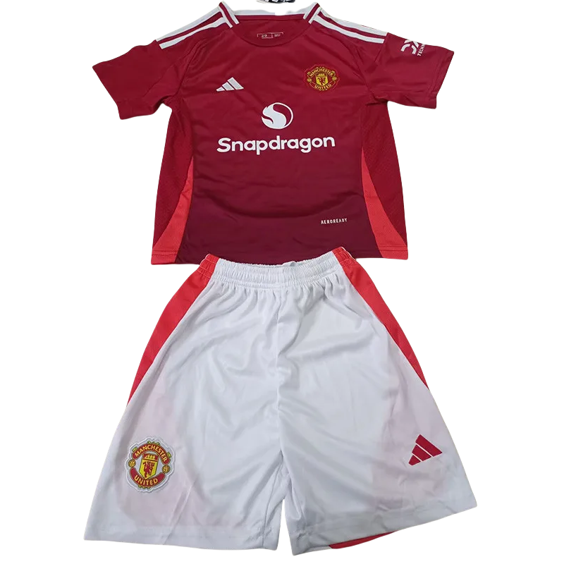 24-25 Man Utd Home Kids Soccer Jersey