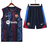24-25 Mens Barcelona Black Vest Short traning suit