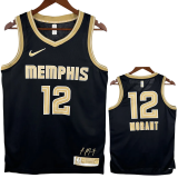 23-24 Grizzlies MORANT #12 Black Glory Edition Top Quality Hot Pressing NBA Jersey 荣耀版