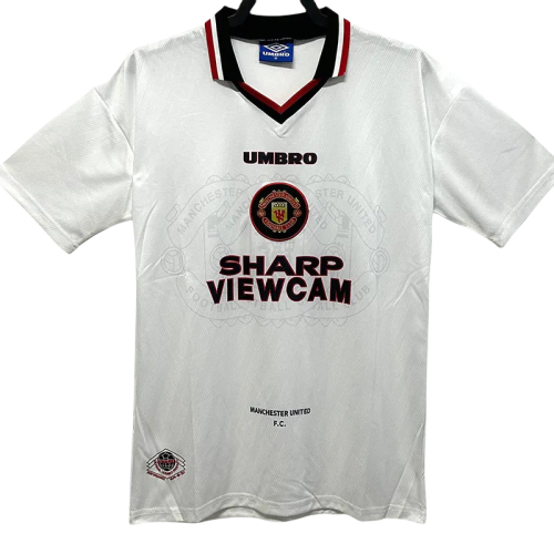 1996-1997 Man Utd Away White Retro Soccer Jersey