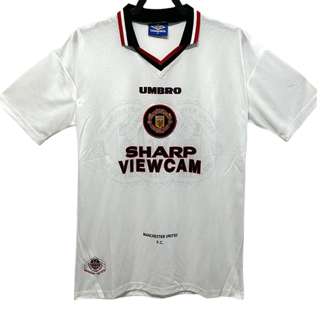 1996-1997 Man Utd Away White Retro Soccer Jersey