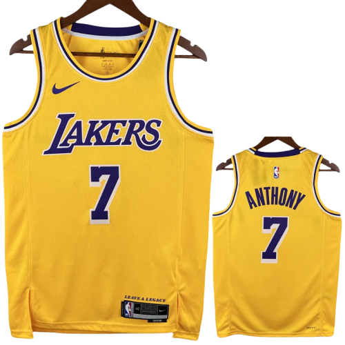 22-23 Lakers ANTHONY #7 Yellow Top Quality Hot Pressing NBA Jersey
