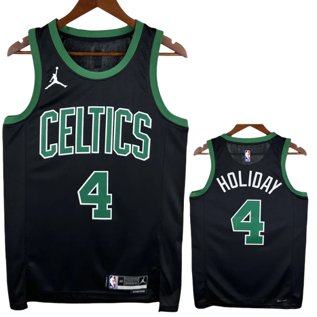 22-23 Celtics HOLIDAY #4 Black Top Quality Hot Pressing NBA Jersey (Trapeze Edition)