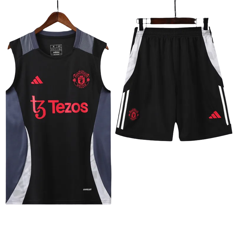 24-25 Man Utd Black Tank top and shorts suit