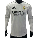 24-25 Real Madrid Home Long Sleeve Player Version Soccer Jersey