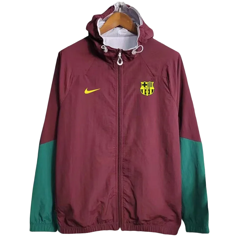 24-25  Mens Barcelona Maroon Green Windbreaker