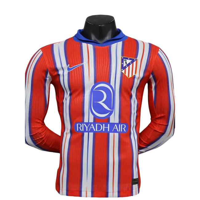 24-25  Atletico Madrid Home Long Sleeve Player Version Soccer Jersey