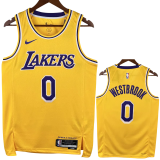 22-23 Lakers WESTBROOK #0 Yellow Top Quality Hot Pressing NBA Jersey(圆领)