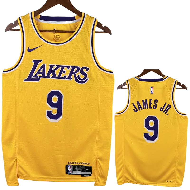 22-23 Lakers JAMES JR. #9 Yellow Top Quality Hot Pressing NBA Jersey(圆领)