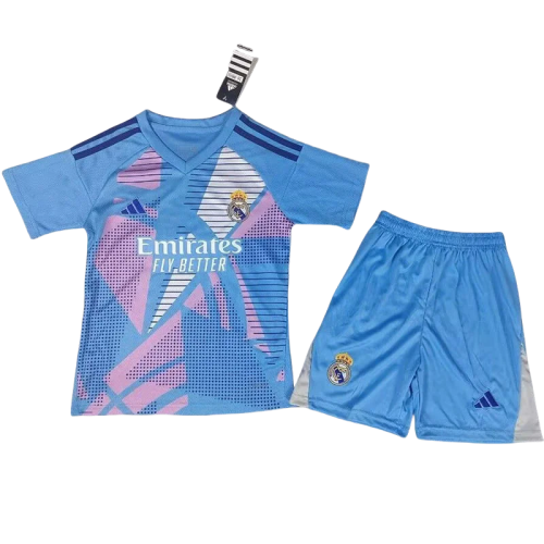 24-25 Real Madrid  Bllue GoalKeeper Kids Soccer Jersey