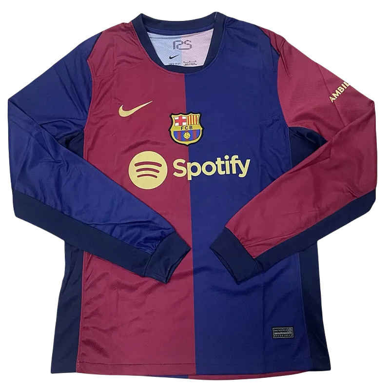 24-25  Mens Barcelona Home Long Sleeve Soccer Jersey