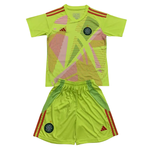 24-25 Celtic Fluorescent Yellow GoalKeeper Kids Soccer Jersey