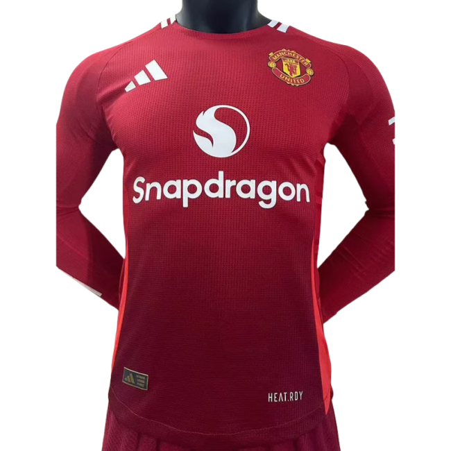 24-25 Man Utd Home Long Sleeve Player Version Soccer Jersey