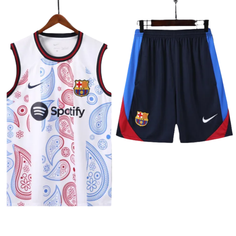 24-25 Mens Barcelona White Vest Short traning suit