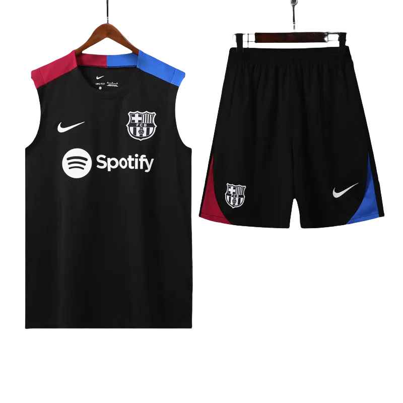 24-25 Mens Barcelona  Black Vest Short traning suit
